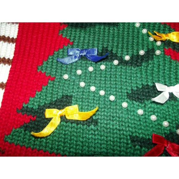 Hasting & Smith Sweater Womens Size Medium Red Christmas embellished pearls m - Picture 4 of 10